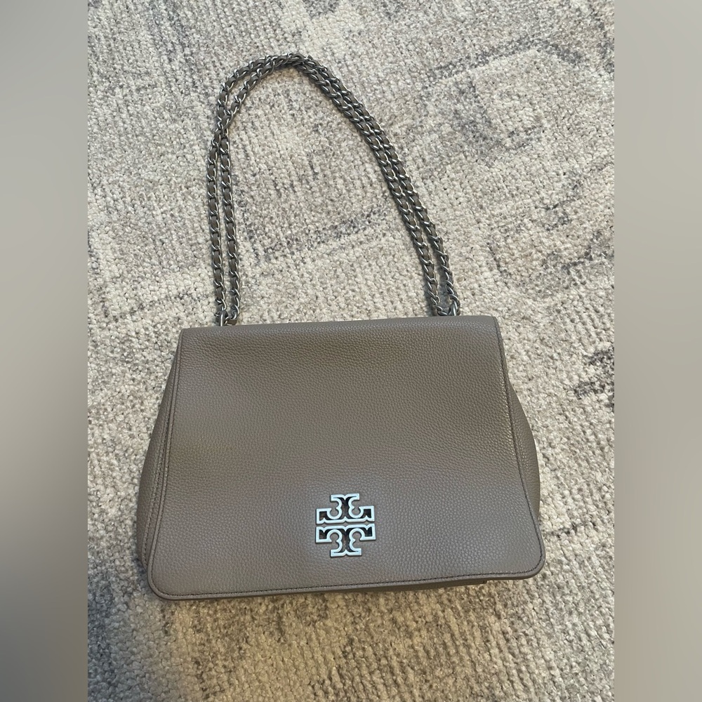 Tory Burch Britten Large Pebble Leather Adjustable Chain Shoulder Bag